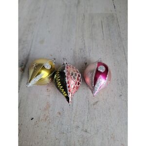 Vintage glitter abstract glass set ornament Xmas pattern decor